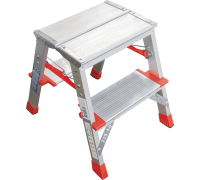 Стремянка алюминиевая двухсторонняя профессиональная NV3127, 2х2 ступени 130 мм, площадка 350х260 мм