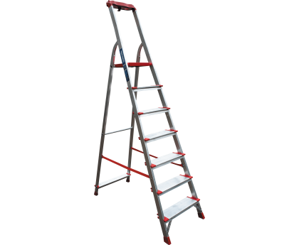 Стремянка алюминиевая односторонняя профессиональная NV3118, 1х7 ступеней 130 мм, органайзер купить в Минске и Беларуси