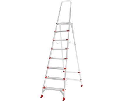 Стремянка алюминиевая односторонняя профессиональная NV3137, 1х8 ступеней 130 мм, площадка 350х260 мм купить в Минске и Беларуси